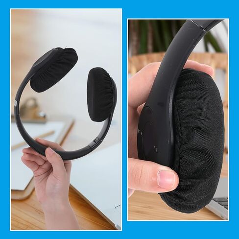 6pcs Fabric Headphone Ear Covers, Black Washable Ear Pad Cover Stretchable Earcup Nylon Cotton Headphone Protector Sweat Headset Cloth Fit 1.96" to 4.3 in Kuwait
