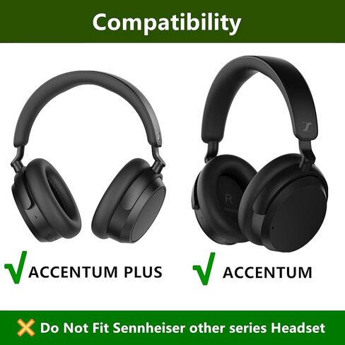 Upgrade Earpads Memory Foam Ear Cushion Replacement Compatible with Sennheiser ACCENTUM Plus/ACCENTUM Wireless Bluetooth Headphones(Black Protein Leather) in Kuwait