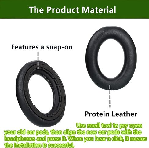 Upgrade Earpads Memory Foam Ear Cushion Replacement Compatible with Sennheiser ACCENTUM Plus/ACCENTUM Wireless Bluetooth Headphones(Black Protein Leather) in Kuwait