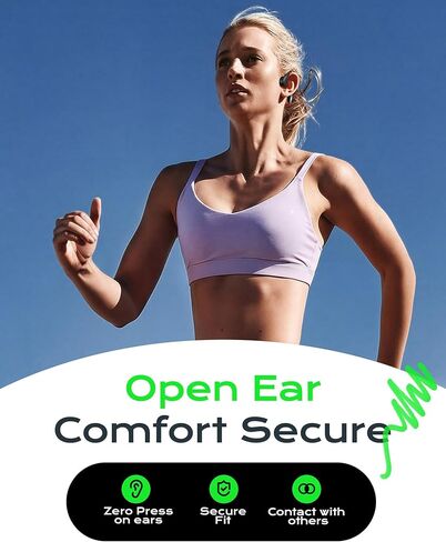 سماعات رأس رياضية مفتوحة للأذن من DEMICEA، سماعات أذن لاسلكية للتوصيل العظمي، مشغل MP3 مدمج بسعة 32 جيجابايت، مع ميكروفون، IP68، مقاومة للعرق والماء، بطارية تصل إلى 8 ساعات، بلوتوث 5.3، للجري والسباحة والتدريبات in Kuwait