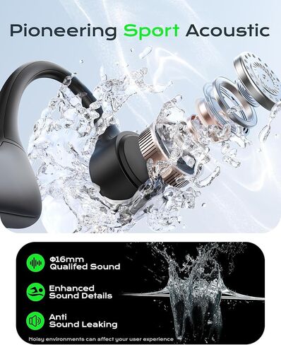 سماعات رأس رياضية مفتوحة للأذن من DEMICEA، سماعات أذن لاسلكية للتوصيل العظمي، مشغل MP3 مدمج بسعة 32 جيجابايت، مع ميكروفون، IP68، مقاومة للعرق والماء، بطارية تصل إلى 8 ساعات، بلوتوث 5.3، للجري والسباحة والتدريبات in Kuwait