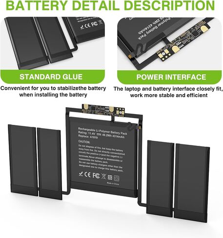 A1819 A1706 Laptop Battery Replacement for MacBook Pro 13 inch A1706 (Late 2016 Mid 2017) EMC 3071 3163 MLH12LL/A MPXV2LL/A MLVP2LL/A MNQF2LL/A MNQG2LL/A 11.4V 49.2Wh 4314mAh in Kuwait
