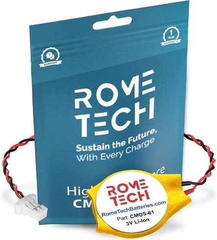 Rome Tech CR2016 CMOS Battery for HP ProBook x360 11 G3 EE, HP Compaq NC6230 - BIOS RTC 3V CR 2016 CMOS Battery with 2 Pin 2 Wire Cable in Kuwait