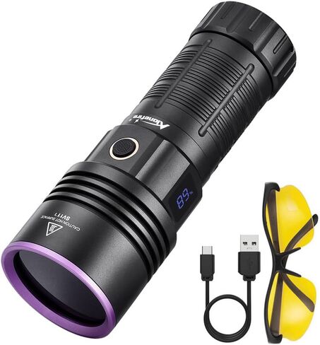 ALONEFIRE SV117 70W Professional UV Flashlight 365nm Digital Display USB-C Rechargeable with Protective Glasses in Kuwait