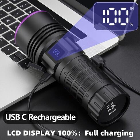ALONEFIRE SV117 70W Professional UV Flashlight 365nm Digital Display USB-C Rechargeable with Protective Glasses in Kuwait
