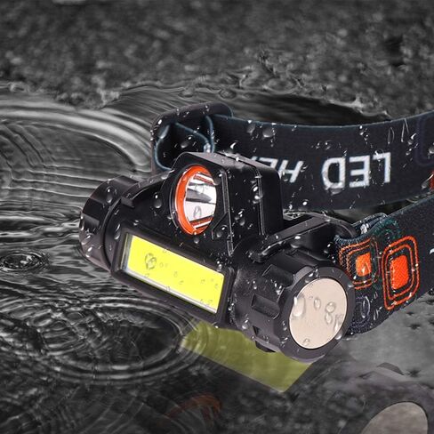 2 Pack Rechargeable Forehead Head Light - Night Walking Construction Headlamp USB 2000 Lumens Waterproof LED Lights Rotation Adjustment Modes for Camping Fishing Garage Work Headlight Flashlight in Kuwait