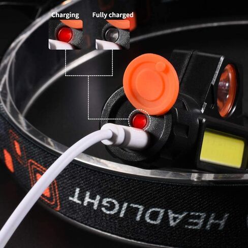 2 Pack Rechargeable Forehead Head Light - Night Walking Construction Headlamp USB 2000 Lumens Waterproof LED Lights Rotation Adjustment Modes for Camping Fishing Garage Work Headlight Flashlight in Kuwait