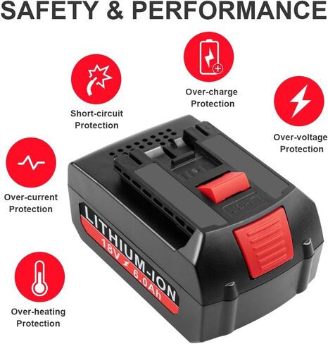 بطارية ليثيوم Labtec BAT609 18 فولت 6000 مللي أمبير في الساعة بديلة لبوش 18 فولت 17618، 17618-01، 24618-01، 25618، 26618، 37618 بطارية أدوات كهربائية لاسلكية in Kuwait