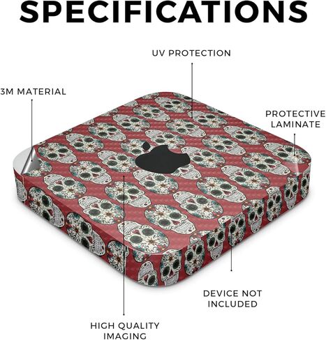 Carbon Fiber Skin Compatible with Apple Mac Mini M2 (2023) - Sugar Skull - Premium 3M Vinyl Protective Wrap Decal Cover - Easy to Apply | Crafted in The USA by MightySkins in Kuwait