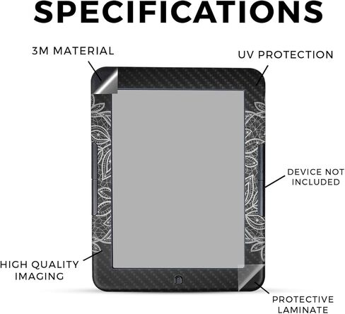 Carbon Fiber Tablet Skin Compatible with Barnes & Noble Nook GlowLight 4 (2021) - Floral Lace - Premium 3M Vinyl Protective Wrap Decal Cover - Easy to Apply | Crafted in The USA by MightySkins in Kuwait