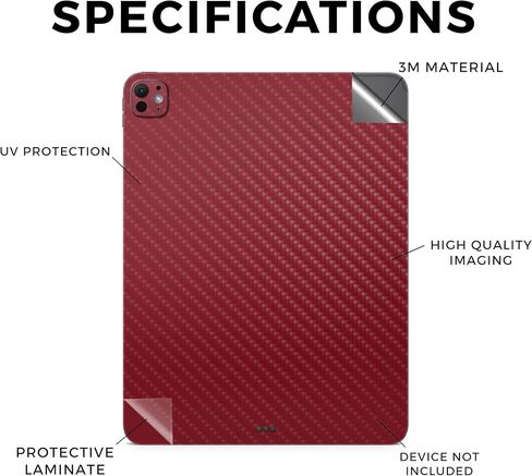 Carbon Fiber Skin Compatible with Apple iPad Pro 13 (M4) 2024 - Solid Burgundy - Premium 3M Vinyl Protective Decal Cover - Easy to Apply | Crafted in The USA by MightySkins in Kuwait