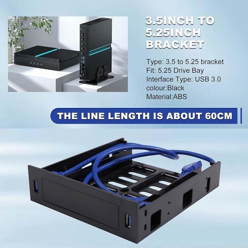 2 × لوحة أمامية USB 3.0 مع جهاز/محرك أقراص ثابتة مقاس 3.5 بوصة أو SSD/HDD مقاس 2.5 بوصة إلى 5.25 قرص مرن إلى حامل علبة محرك الأقراص الضوئية in Kuwait