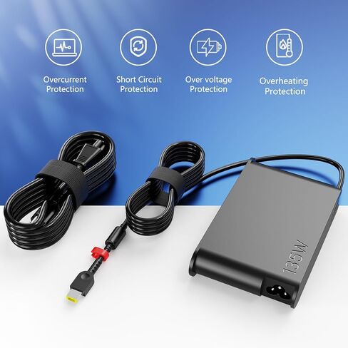 135W AC Charger Compatible with Lenovo ThinkPad X1 Extreme Gen 1 2 3 4 5 W540 W541 T440 T440S T440P T470P T540p T15p Ideapad Yoga Y50-70 Y50-80 Y50p Y50p-70 Y50c Laptop Power Supply Adapter in Kuwait