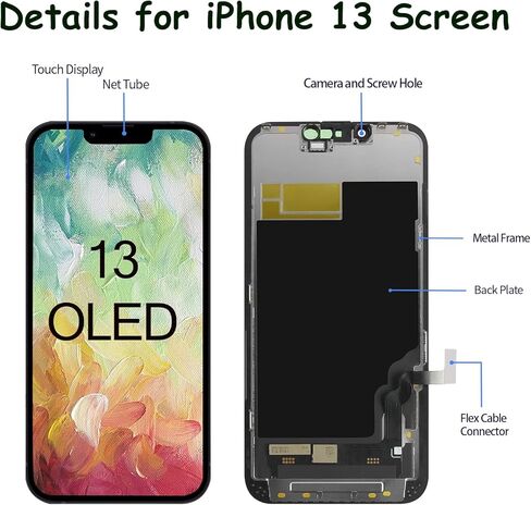 OLED آيفون 13 استبدال الشاشة ثلاثية الأبعاد إطار اللمس محول الأرقام مع أدوات إصلاح A2641 A2643 A2484 A2644 A2645 in Kuwait