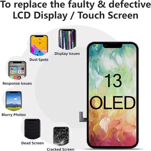 OLED آيفون 13 استبدال الشاشة ثلاثية الأبعاد إطار اللمس محول الأرقام مع أدوات إصلاح A2641 A2643 A2484 A2644 A2645 in Kuwait