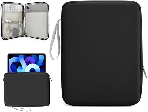 12.9 Inch Tablet Sleeve Bag, Portable Carrying Case with Lanyard, Waterproof Zipper Pouch Built in Pockets for Cables, Mouse, Keyboard, Travel Home Office Use, Black in Kuwait