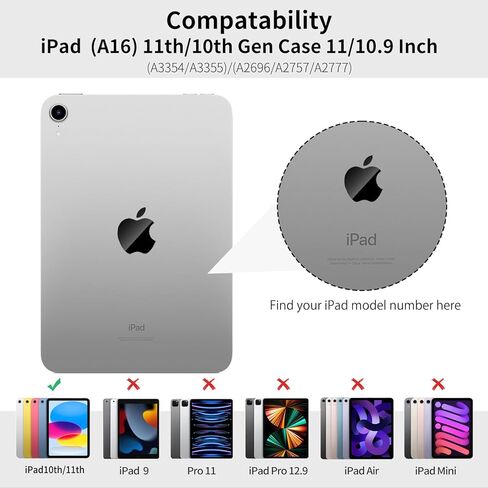 Case for iPad (A16) 11th Generation 11 Inch 2025/ iPad 10th Generation 10.9 inch 2022, Auto Wake/Sleep, Support Touch ID, Slim Trifold Stand Protective Cover with Soft TPU Back (Gray) in Kuwait