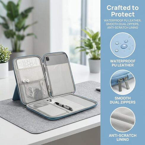 12.9 Inch Tablet Sleeve Bag, Portable Carrying Case with Lanyard, Waterproof Zipper Pouch Built in Pockets for Cables, Mouse, Keyboard, Travel Home Office Use, Black in Kuwait