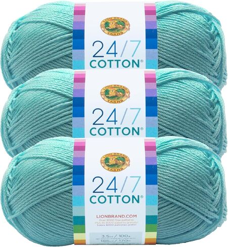 (3 Pack) Lion Brand Yarn 761-100 24/7 Cotton Yarn, White in Saudi Arabia