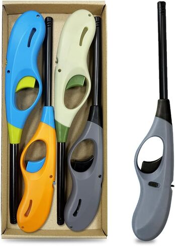 Butane Lighter, 4pcs Refillable Long Lighter for Candle BBQ Fireplace(No Butane Inside) in Kuwait