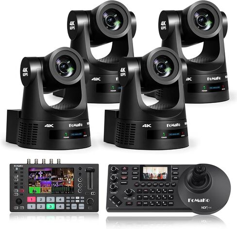 FoMaKo 4K 60fps NDI PTZ Camera, Supports NDI HX3 4K 60fps Output, 20x Optical Zoom, NDI PTZ Camera Controller KC608 for E-Commerce Live Streaming & Brand Promotion Livestreaming(K600NX4+M4+KC608 Pro in Kuwait