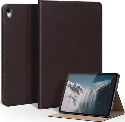 حافظة لجهاز iPad A16 الجيل الحادي عشر 11 بوصة، آيباد الجيل العاشر 10.9 بوصة، غطاء جلدي قابل للطي مع تنبيه/غفو تلقائي، حامل قابل للتعديل، حافظة حماية إغلاق مغناطيسي قابلة للفصل - أشرطة متعددة أصفر بني in Kuwait