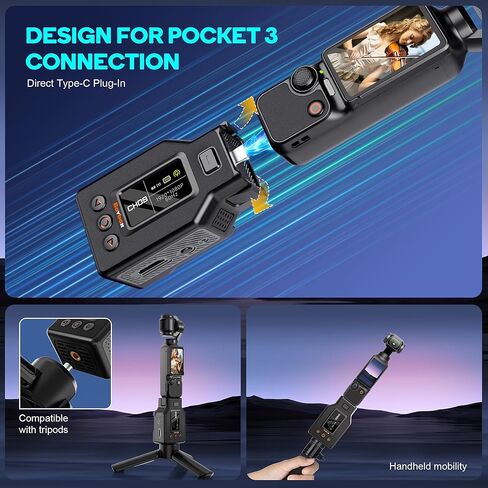 جهاز إرسال واستقبال HDMI لاسلكي لجيب DJI Osmo Pocket 3,1080P UVC&HDMI موسع HDMI لاسلكي لمحول OBS، زمن استجابة 1640 قدم 0.05 ثانية، شحن عكسي، HDMI إلى UVC، مجموعة منشئ المحتوى in Kuwait