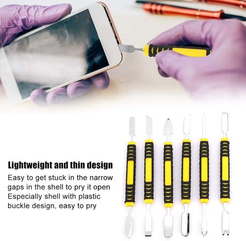 POCREATION Pry Opening Repair Tools, Carbon Steel 6 in 1 Mobile Phone Pry Bar Set with Flat Ends, Ideal for Phone, Tablet, Laptop Repair in Kuwait