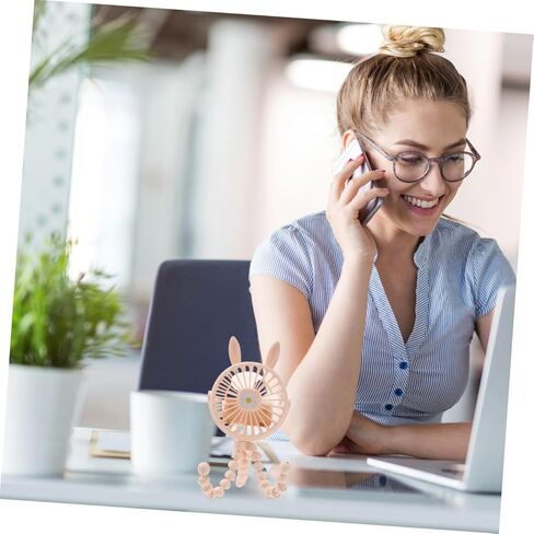 OUNONA Octopus USB Mini Fan Small Portable Personal Desk Fan with USB Charging and Quiet Operation for Home Office Use, Yellow round Design in Kuwait
