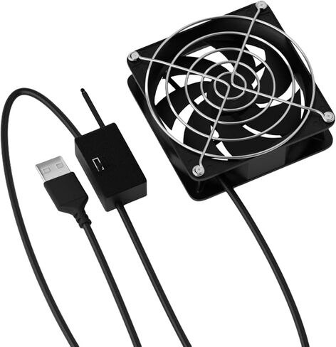 USB 5V Powered 8cm Cooling Fan with Temperature Control for Electronics Including Routers and Consoles Router Cooling Fan in Kuwait