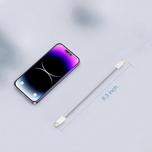 كابل شحن قصير Smays لهاتف iPhone 17 Pro Max - سلك شاحن USB C مجدول إلى USBC، أبيض، 6 بوصات / 0.5 قدم in Kuwait