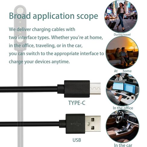 2 Pack Magnetic Charger Cables fits for PLAUD Note AI Voice Recorder,3.61 FT USB and Type-c AI Smart Recorder Charging Cable Cord Replacement,Accessories. in Kuwait