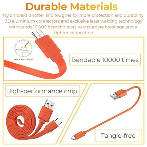 Charger Cable Compatible with Ring Battery Doorbell(2024 Release)，Ring Doorbell Camera USB C Charging Cable -3.3FT, Orange in Kuwait