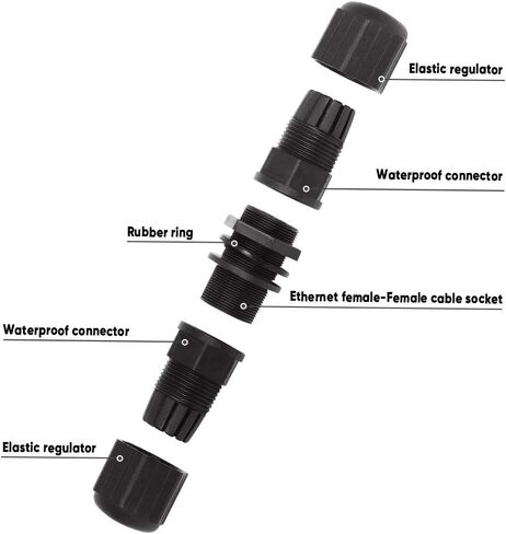 IS Icstation RJ45 Waterproof Connector, Female to Female, Panel Mount, CAT 6, CAT 5, CAT 5E, M20 IP68 Ethernet LAN Cable Coupler (Pack of 10) in Kuwait