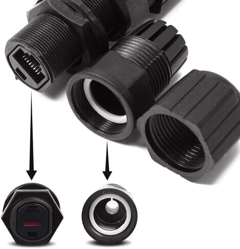 IS Icstation RJ45 Waterproof Connector, Female to Female, Panel Mount, CAT 6, CAT 5, CAT 5E, M20 IP68 Ethernet LAN Cable Coupler (Pack of 10) in Kuwait