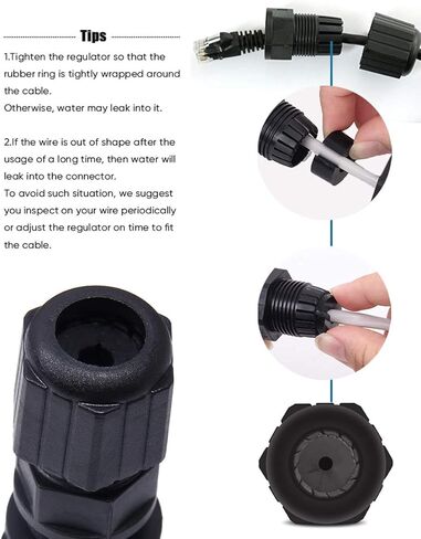 IS Icstation RJ45 Waterproof Connector, Female to Female, Panel Mount, CAT 6, CAT 5, CAT 5E, M20 IP68 Ethernet LAN Cable Coupler (Pack of 10) in Kuwait