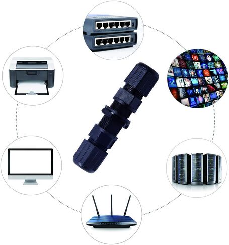 IS Icstation RJ45 Waterproof Connector, Female to Female, Panel Mount, CAT 6, CAT 5, CAT 5E, M20 IP68 Ethernet LAN Cable Coupler (Pack of 10) in Kuwait