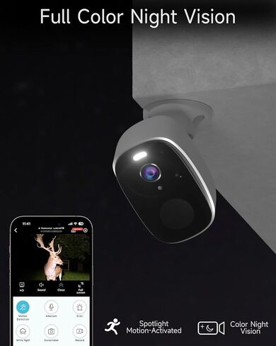 كاميرات مراقبة ELECCTV لاسلكية في الهواء الطلق، كاميرا تعمل ببطارية 2K لأمن المنزل مع IP65 مقاومة للماء، صوت ثنائي الاتجاه، رؤية ليلية ملونة، اكتشاف الذكاء الاصطناعي لأمن المنزل، يعمل/Alexa-BW4-4Pack in Kuwait