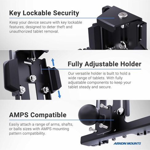ARKON Mounts Locking Tablet Mount مع كابل شحن USB مغناطيسي صغير للأغراض التجارية والمؤسساتية in Kuwait