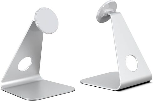Magnetic Desktop Kickstand Holder for iPad Pro Air Mini and for iPhone Series, Universal Aluminium Alloy 360° Rotatable Bracket for All Tablets Phones Stepless Angle Adjustment Stand - Silver in Kuwait