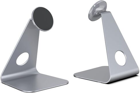 Magnetic Desktop Kickstand Holder for iPad Pro Air Mini and for iPhone Series, Universal Aluminium Alloy 360° Rotatable Bracket for All Tablets Phones Stepless Angle Adjustment Stand - Silver in Kuwait