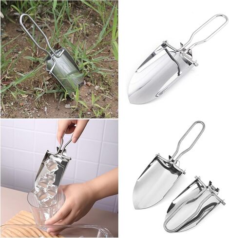 2 Pack Camping Shovel Stainless Steel Small Backpacking Shovel Mini Folding Survival Shovels Trowel Portable Poop Scooper Lightweight Digging Shovels for Outdoor Hiking Wilderness Campsite in Kuwait