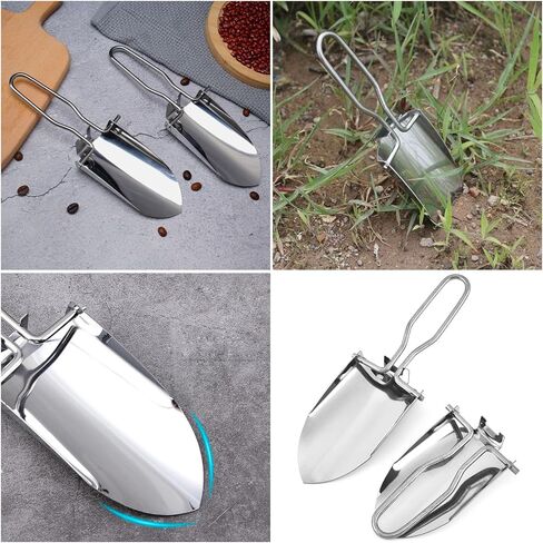 2 Pack Camping Shovel Stainless Steel Small Backpacking Shovel Mini Folding Survival Shovels Trowel Portable Poop Scooper Lightweight Digging Shovels for Outdoor Hiking Wilderness Campsite in Kuwait