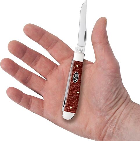 Case XX سكين جيب MINI TRAPPER - DARK RED BURLAP MICARTA رقم الصنف 12271-10207 CS - الطول مغلق: 3 1/2 بوصة in Kuwait