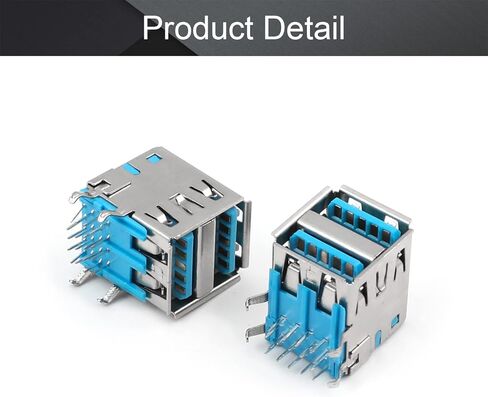 PCB USB موصل USB 3.0 نوع A أنثى جاك 18 دبوس طبقة مزدوجة 90 درجة منحنى القدم حافة مجعدة 10 قطعة ، WuJuntool in Kuwait