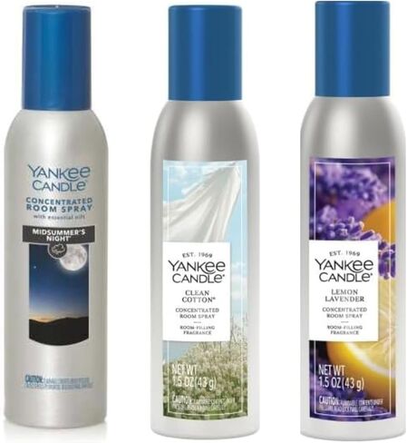 Yankee Candle Popular Fragrances 3-Pack Concentrated Room Sprays (Clean Cotton, Lemon Lavender, MidSummer's Night) in Saudi Arabia