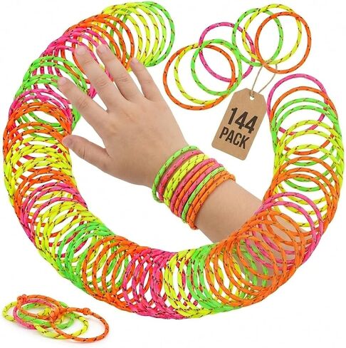 Bedwina Friendship Bracelets for Kids - (Bulk Pack of 144) Neon Adjustable Woven Rope Best Friend Bracelets for Girls and Boys - Bff Toys for Prizes, Birthdays & Party Favors in Saudi Arabia