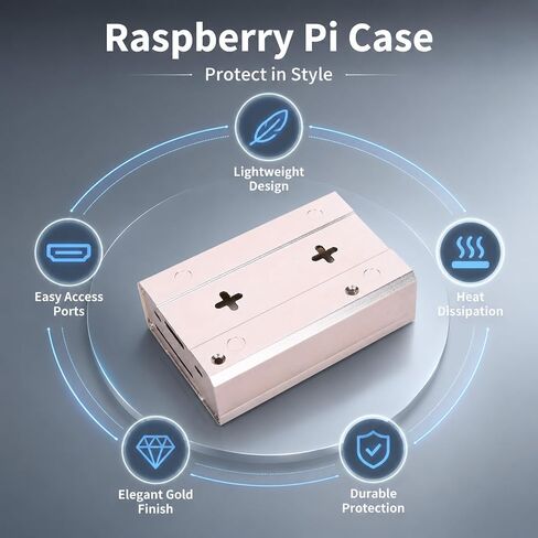 Gold Aluminum Alloy Protective Case for 3 - Lightweight, Durable Enclosure with Precise Fit and Efficient Heat Dissipation - Perfect 3 Accessory for in Kuwait