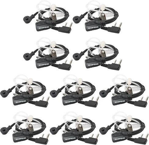 BAOFENG سماعة أذن لاسلكية مع ميكروفون 2 دبوس سماعة راديو أنبوب صوتي لجهاز Walkie Talkie UV-5R Mini BF-F8HP PRO AR-5RM DM-32 K5PLUS UV-32 UV-5R سماعة أذن راديو ثنائية الاتجاه 10 عبوات in Kuwait