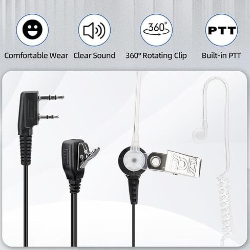 BAOFENG سماعة أذن لاسلكية مع ميكروفون 2 دبوس سماعة راديو أنبوب صوتي لجهاز Walkie Talkie UV-5R Mini BF-F8HP PRO AR-5RM DM-32 K5PLUS UV-32 UV-5R سماعة أذن راديو ثنائية الاتجاه 10 عبوات in Kuwait